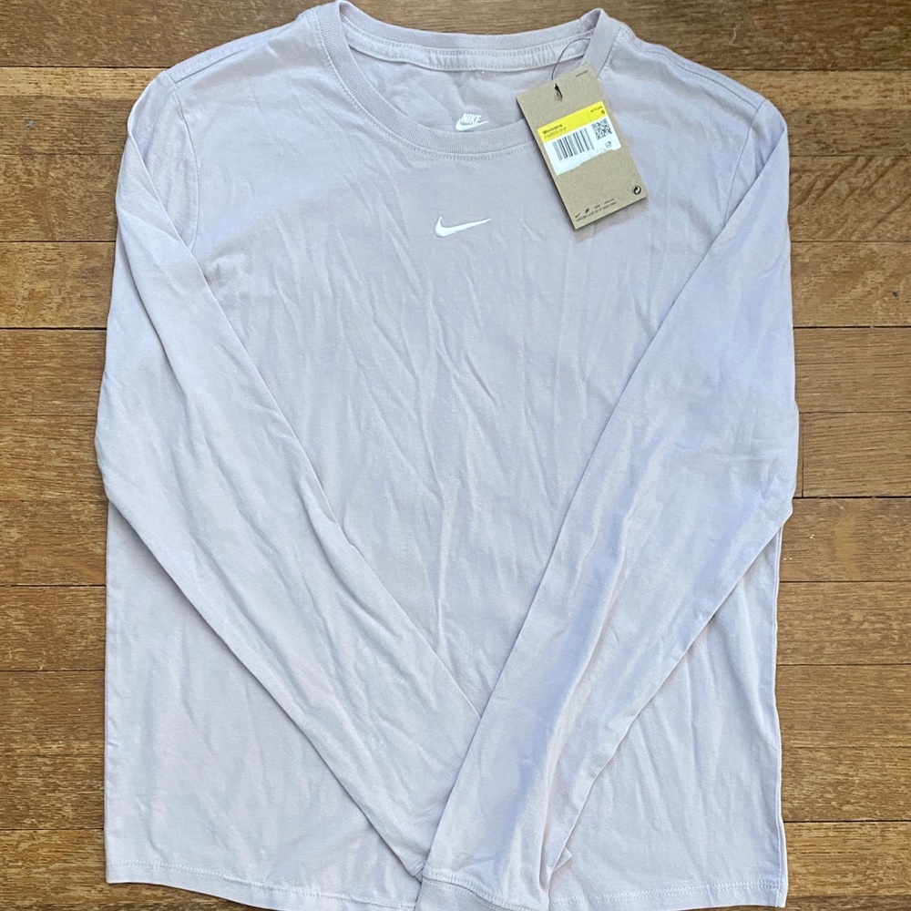 Nike Long Sleeve Tee in Light Lavender with White Swoosh